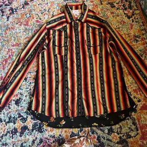 Western Striped Multicolor Button-Up Pearl Snap